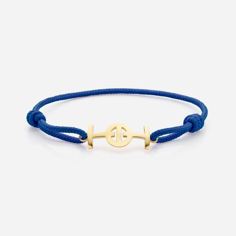 Challenge Electric Blue Cord Bracelet in Plated Yellow Gold