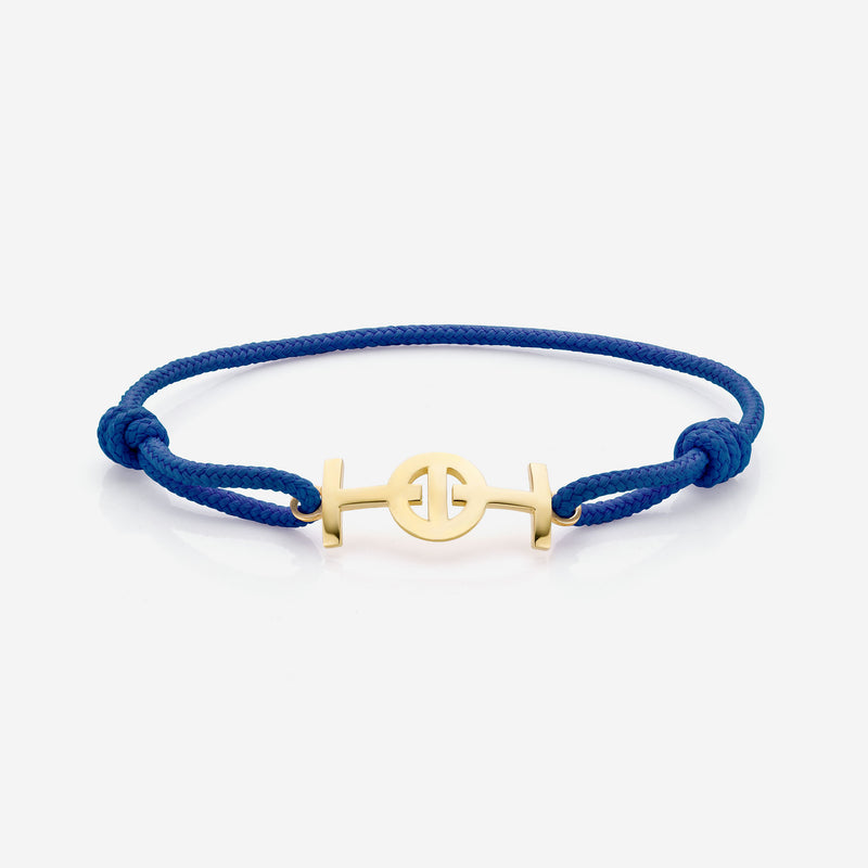 Challenge Navy Cord Bracelet in 9k Yellow Gold
