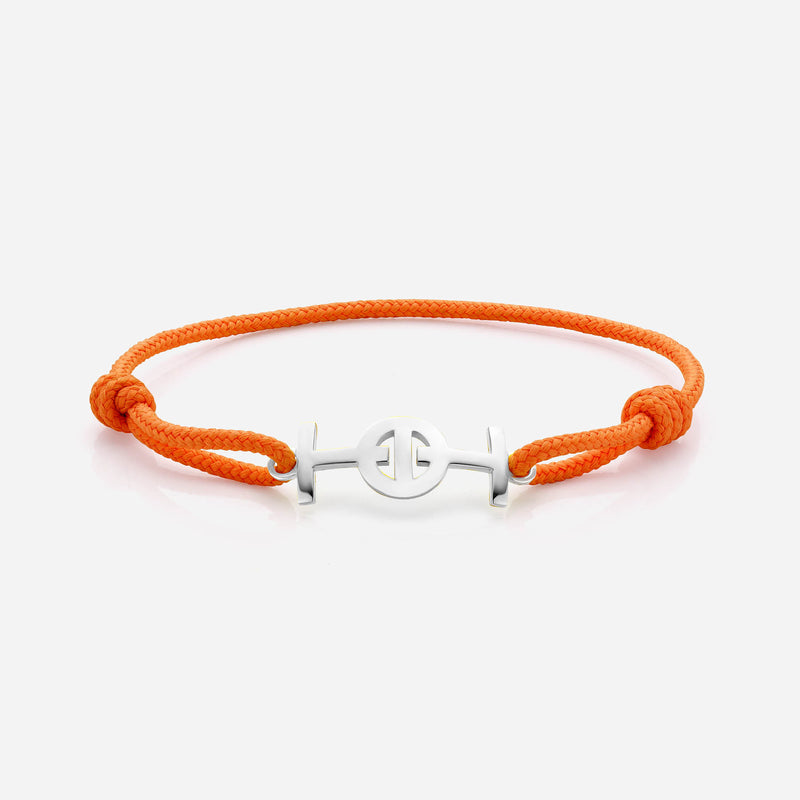 Challenge Orange Cord Bracelet in Silver