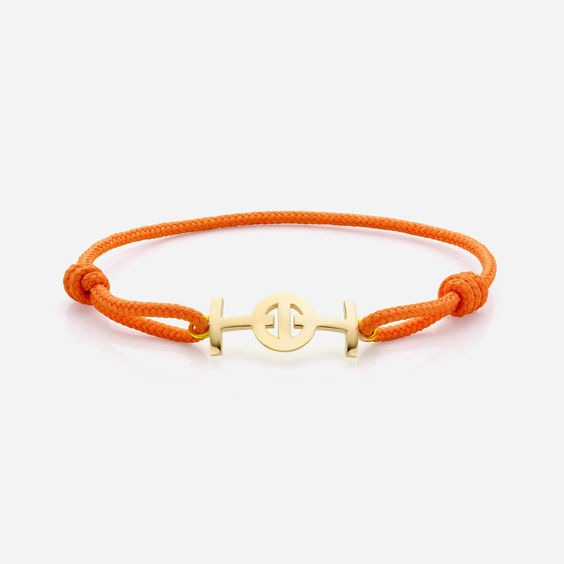Challenge Orange Cord Bracelet in 9k Yellow Gold