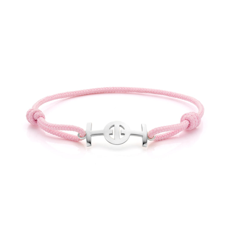 Challenge Pink Cord Bracelet in Silver