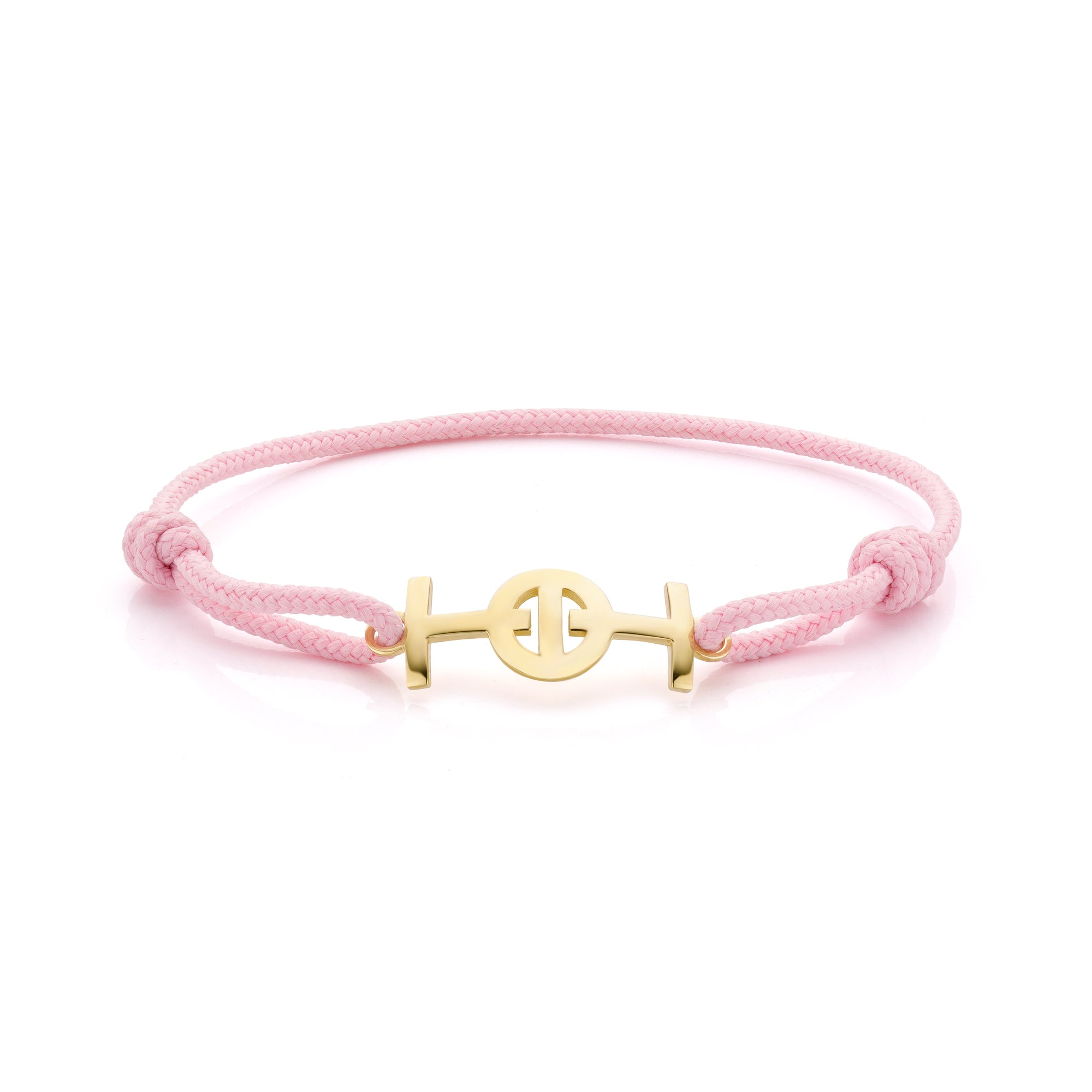 Challenge Pink Cord Bracelet in 9k Yellow Gold