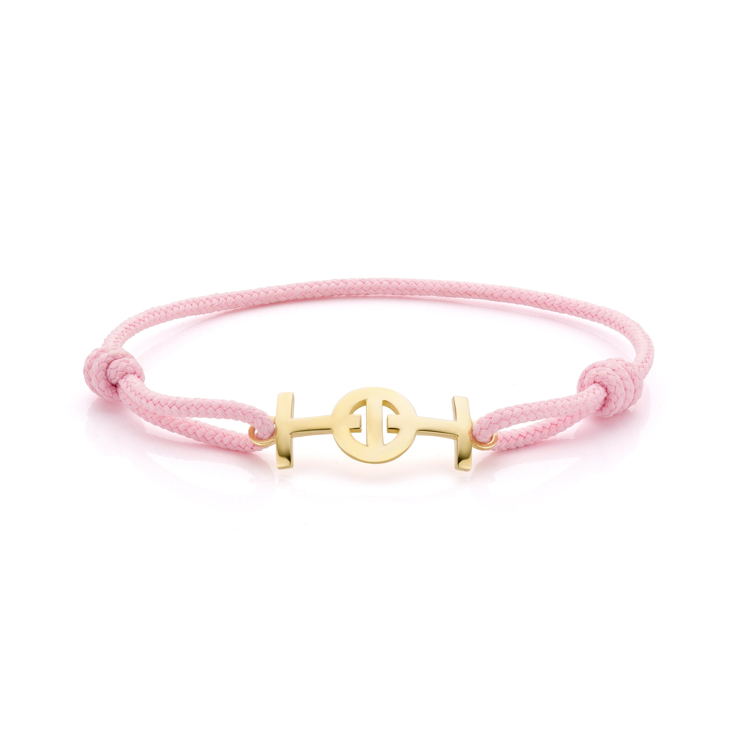 Challenge Pink Cord Bracelet in 9k Yellow Gold
