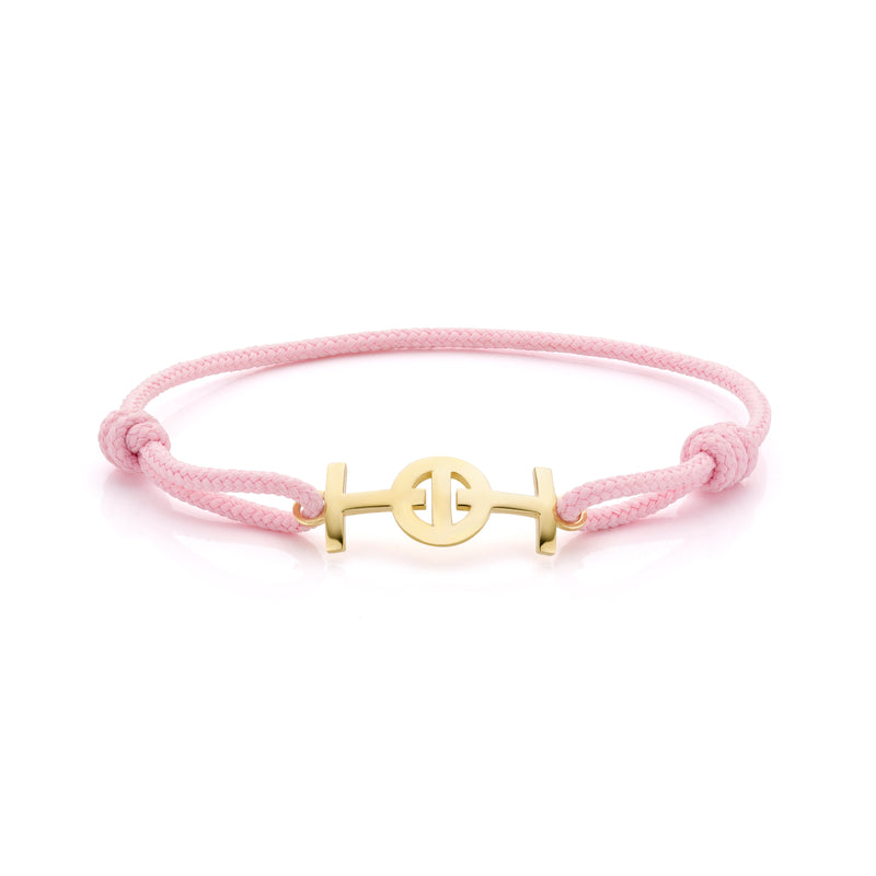 Challenge Pink Cord Bracelet in 9k Yellow Gold
