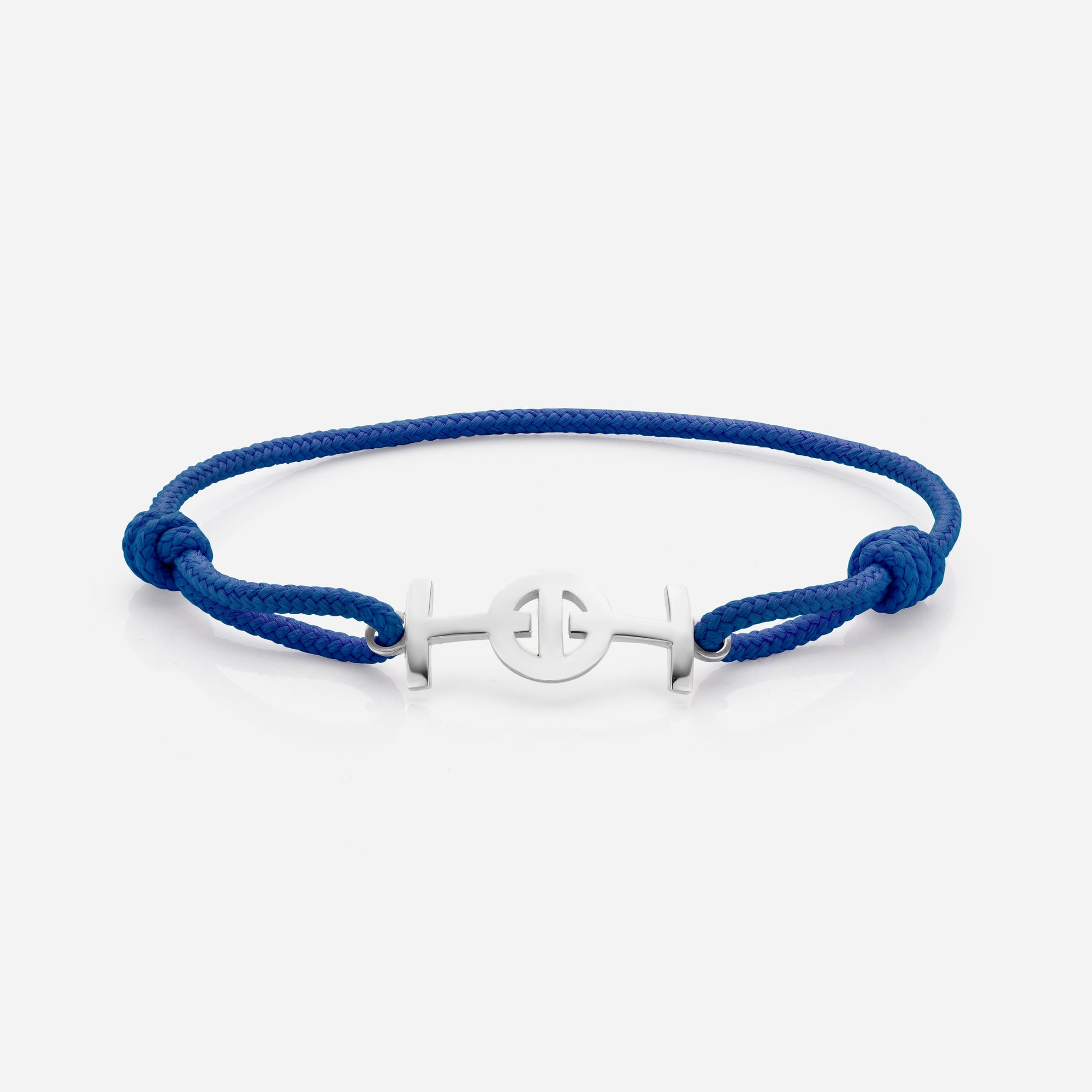 Challenge Navy Cord Bracelet in Silver