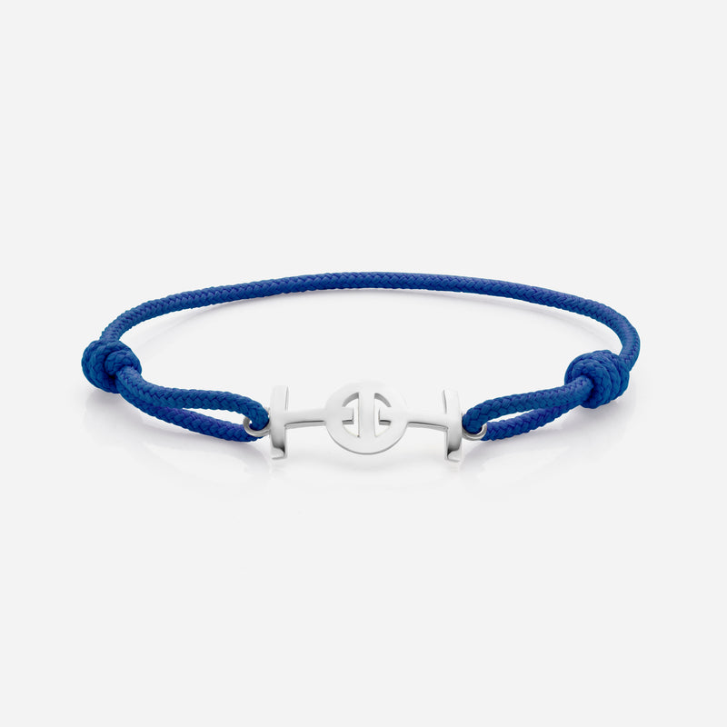 Challenge Navy Cord Bracelet in Silver