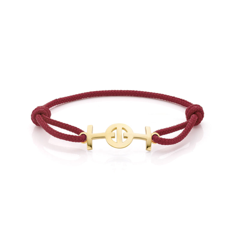 Challenge Bordeaux Cord Bracelet in 9k Yellow Gold