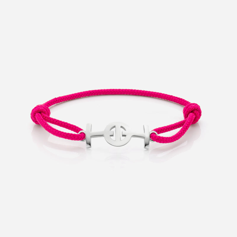 Challenge Magenta Cord Bracelet in Silver