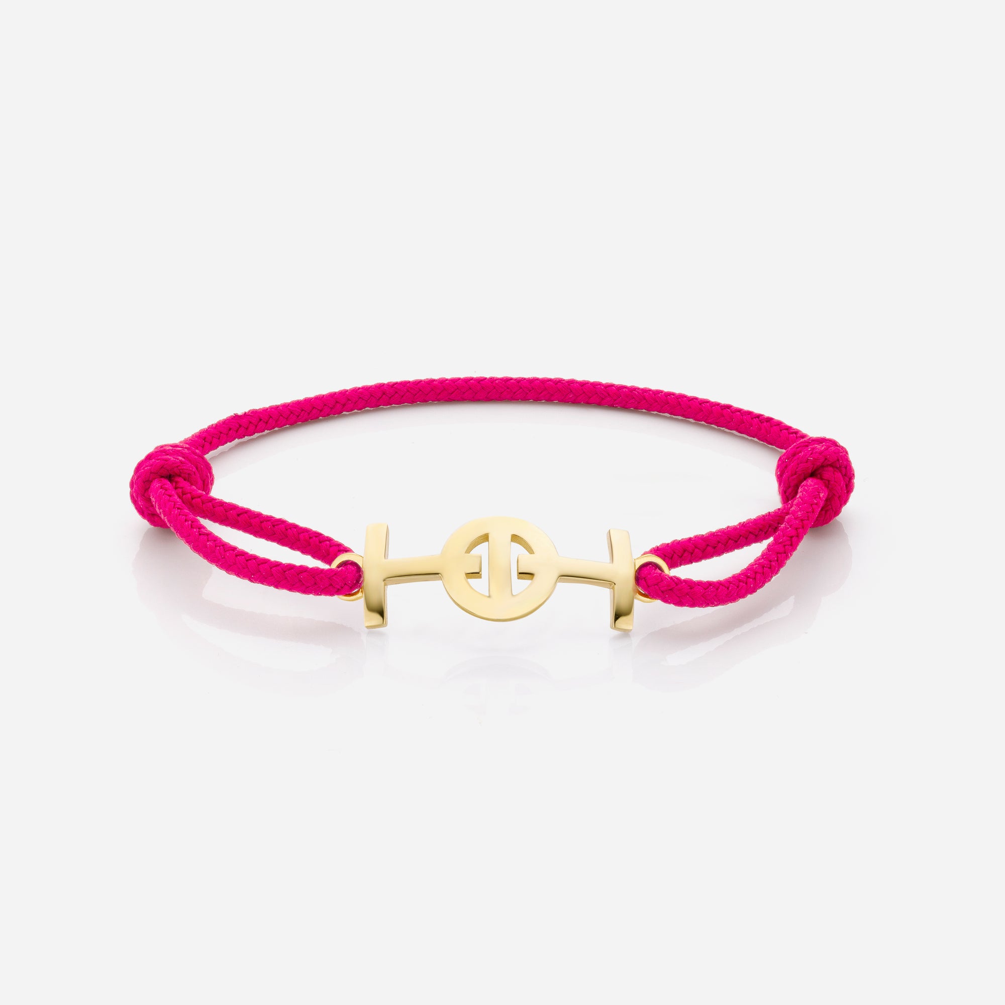 Challenge Magenta Cord Bracelet in 9k Yellow Gold
