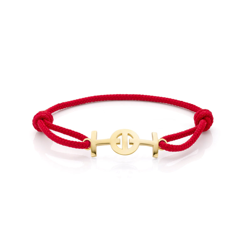 Challenge Red Cord Bracelet in 9k Yellow Gold
