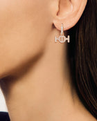 Challenge Hoop Earrings in 9k Pink Gold with White Diamonds