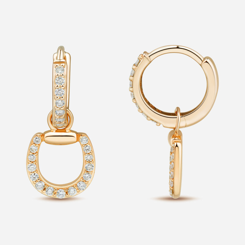 Connection Hoop Earrings in 9k Yellow Gold with White Diamonds