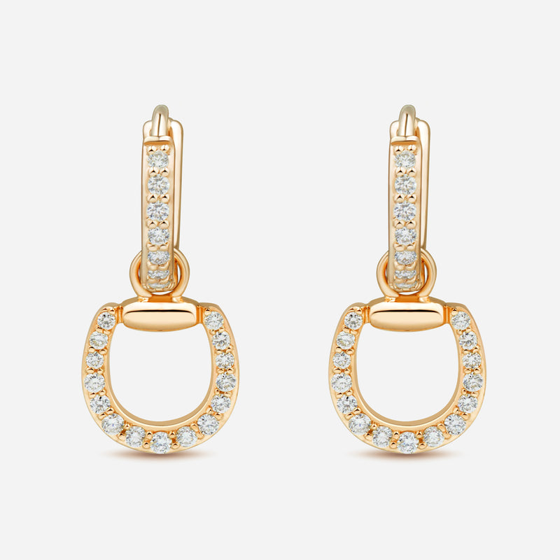 Connection Hoop Earrings in 9k Yellow Gold with White Diamonds