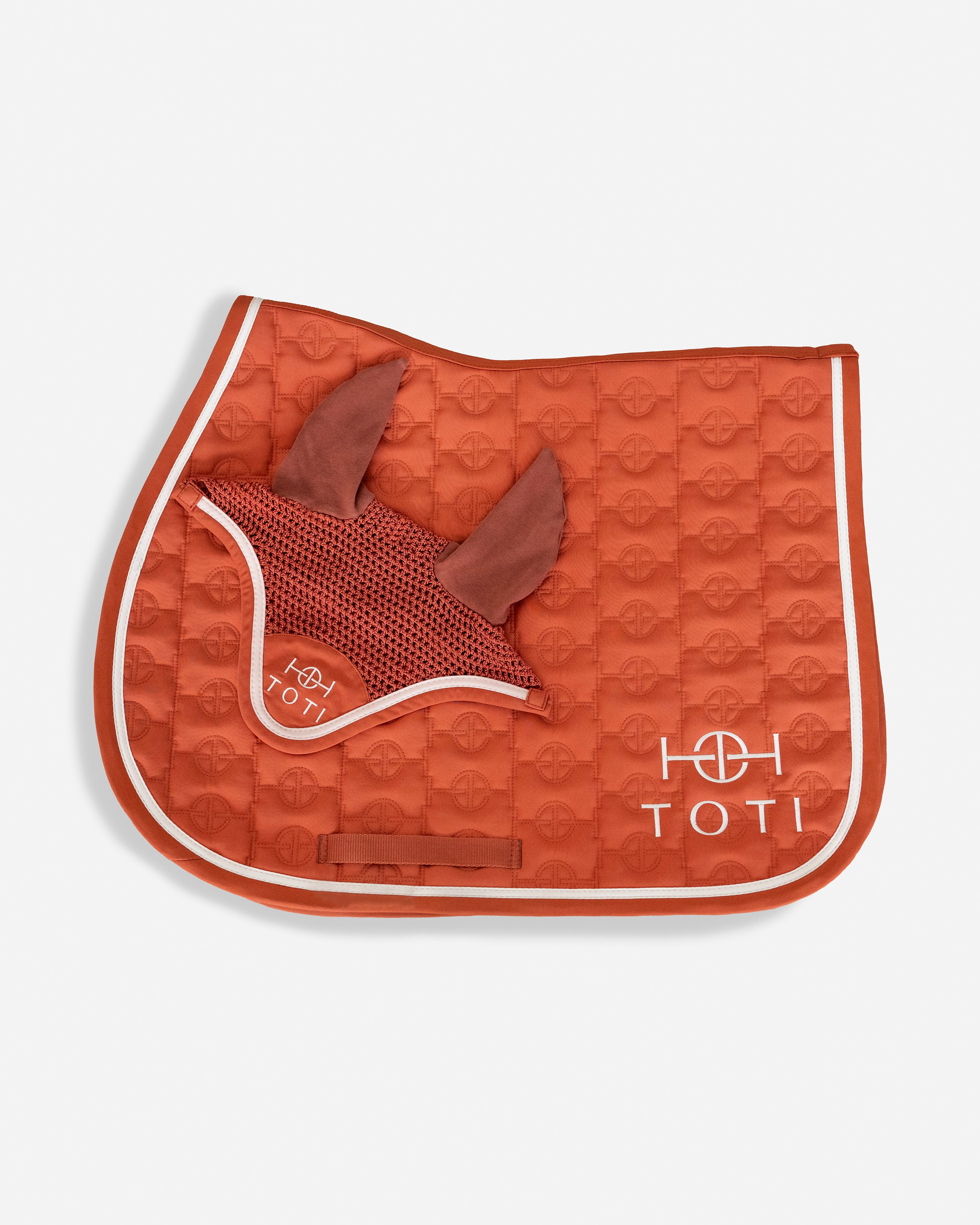 Saddle Pad & Ear Bonnet Set in Terracotta