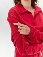 Valou Long Sleeve Polo in Cherry Red