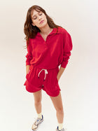 Valou Long Sleeve Polo in Cherry Red