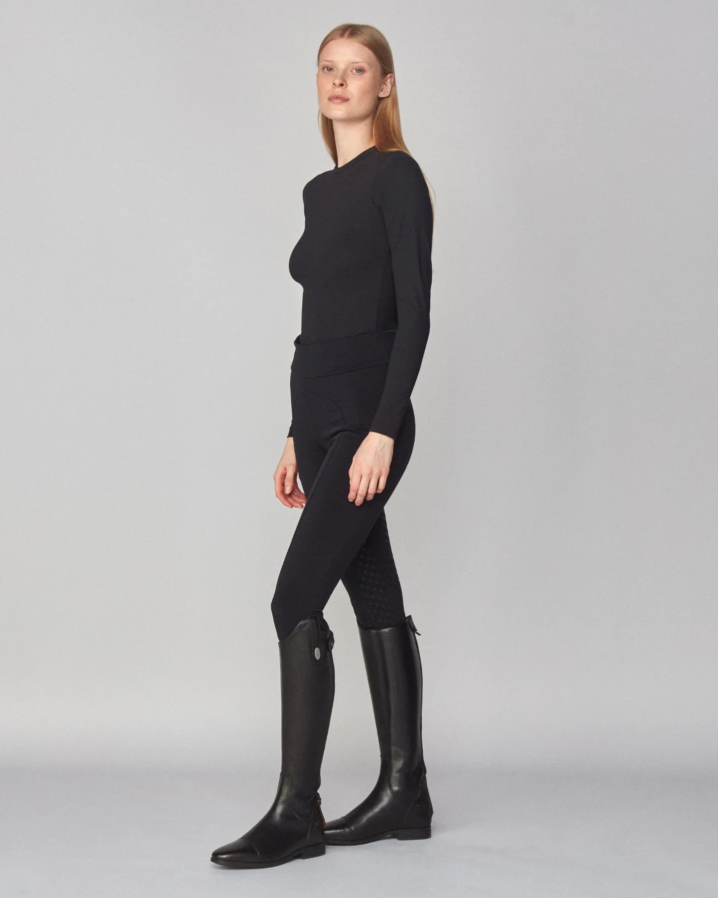 Winter Compression Pull-On Riding Breeches in Black