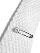 Tricot Tie with Pin in White