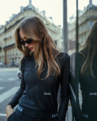 Calder Long Sleeve Turtleneck Top in Black