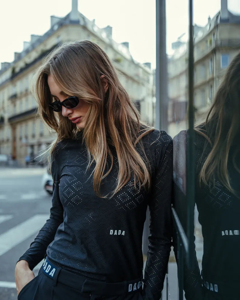 Calder Long Sleeve Turtleneck Top in Black