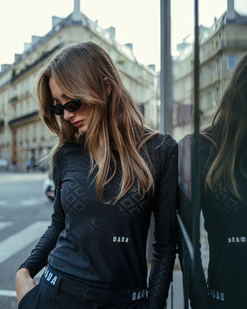 Calder Long Sleeve Turtleneck Top in Black