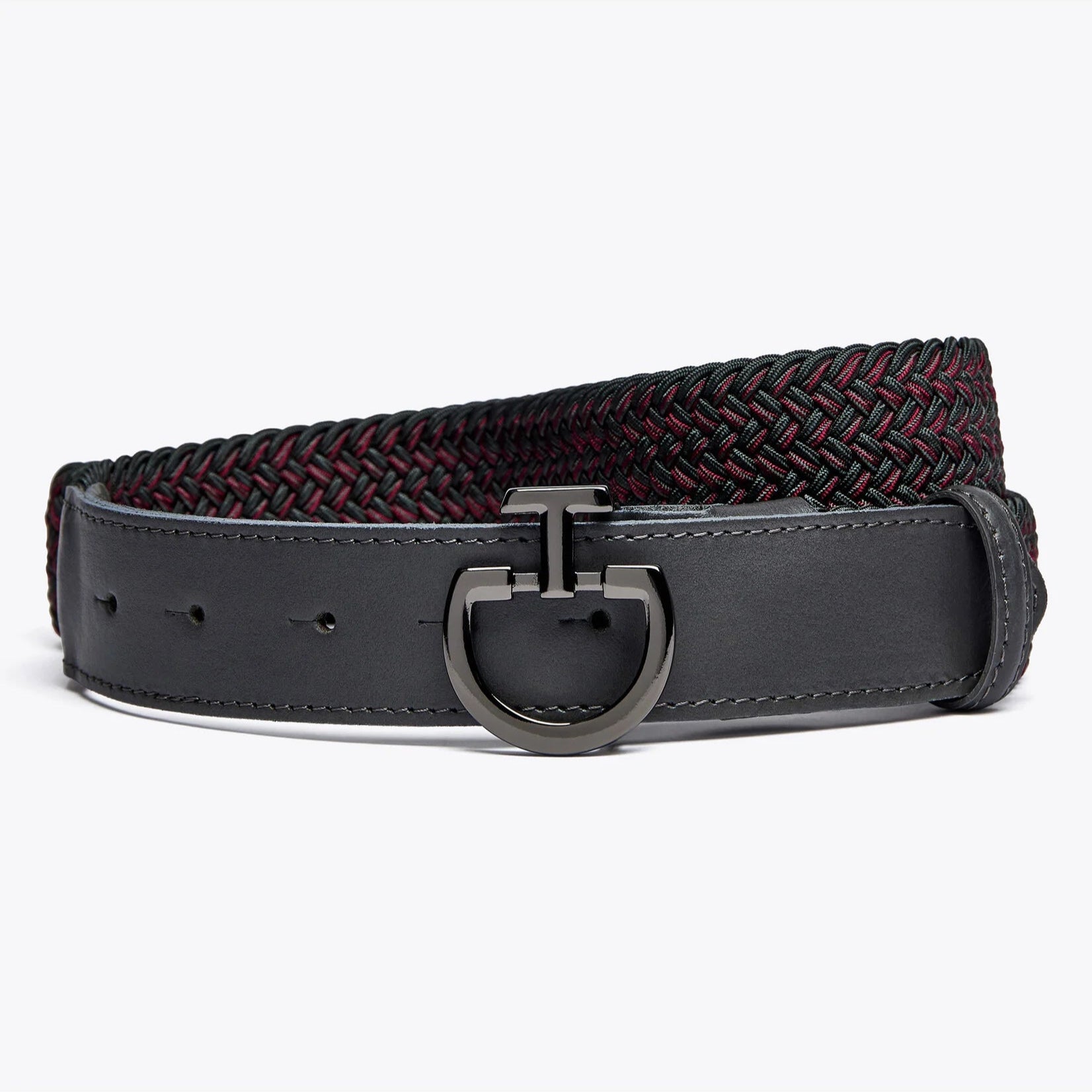 Woven Elastic Fabric Belt in Grey/Red