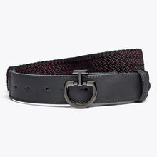 Woven Elastic Fabric Belt in Grey/Red