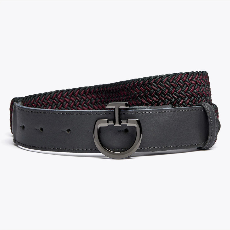 Woven Elastic Fabric Belt in Grey/Red