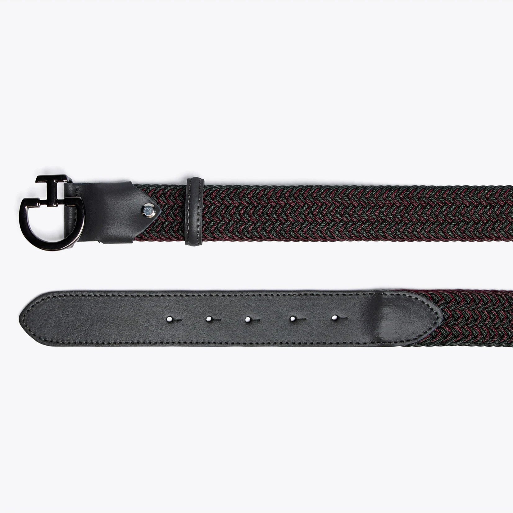 Woven Elastic Fabric Belt in Grey/Red