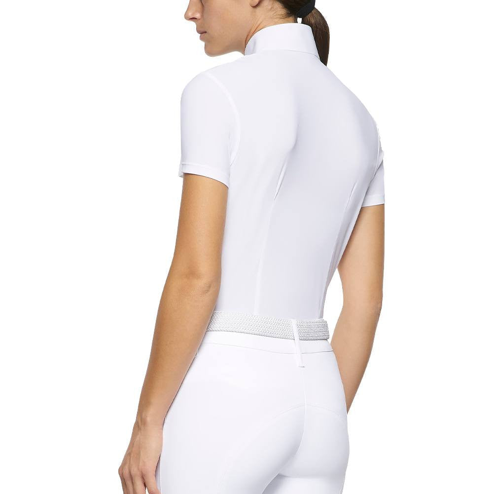 Poplin Bib Jersey Short Sleeve Show Shirt in White