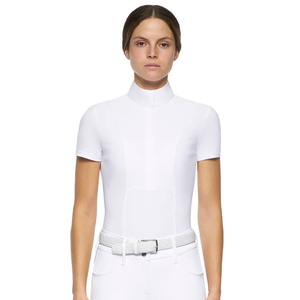 Poplin Bib Jersey Short Sleeve Show Shirt in White