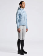 Girl's Diagonal Logo Print Zip Hoodie in Blue Fog