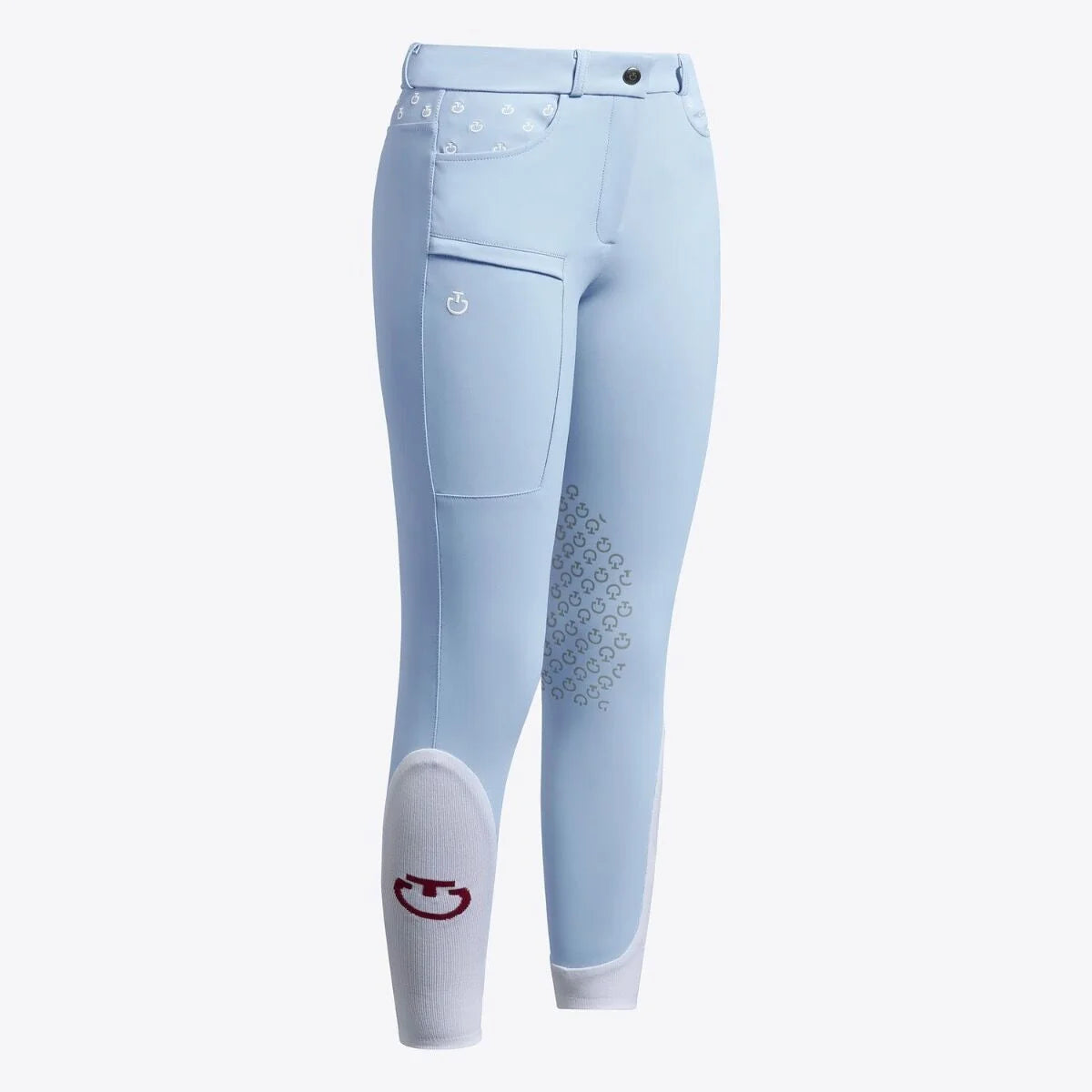 Girl's Embroidered Jumping Breeches in Blue Fog with Pocket