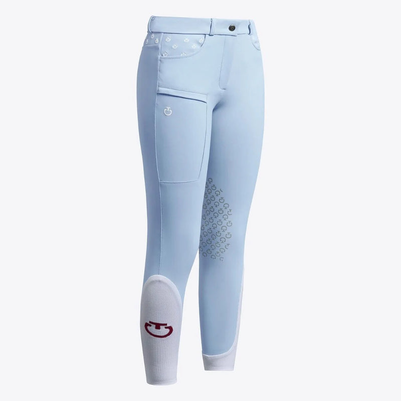 Girl's Embroidered Jumping Breeches in Blue Fog with Pocket